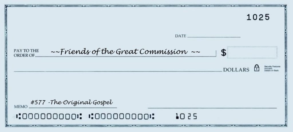 Check made out to Friends of the Great Commission